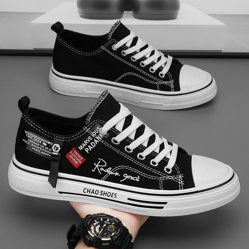 Повседневная обувь Мужская парусиновая обувь Мужские кроссовки Дышащая мужская спортивная обувь Черная тканевая обувь Trend Letter Мужская обувь Низкие кроссовки