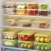 Stackable Fridge Organizer Refrigerator Storage Box, with Lid, Clear Food Container, Microwave Safe Container Odor Resistant Freshness Keeper,