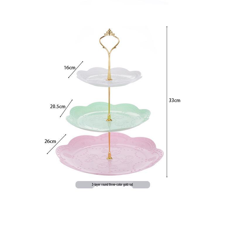 Трехъярусная подставка для торта к европейскому полуденному чаю - креативный многослойный пластиковый поднос для десертов и фруктовая тарелка