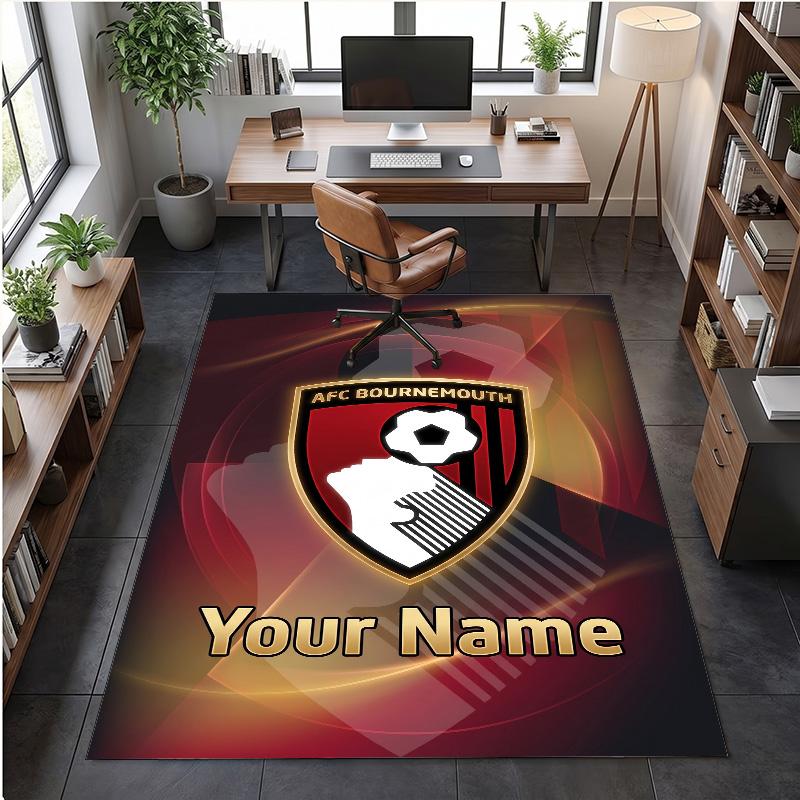 Crystal Velvet Rug Bournemouth Football Print Custom Name Text Floor Mat Home Decor