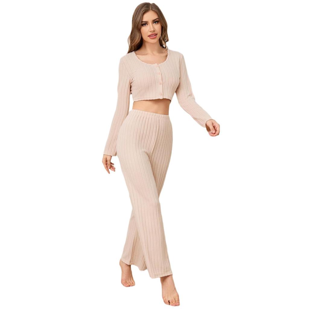 Домашняя одежда Осень и зима Повседневный Спортивный Длинные рукава Брюки Пижамный костюм