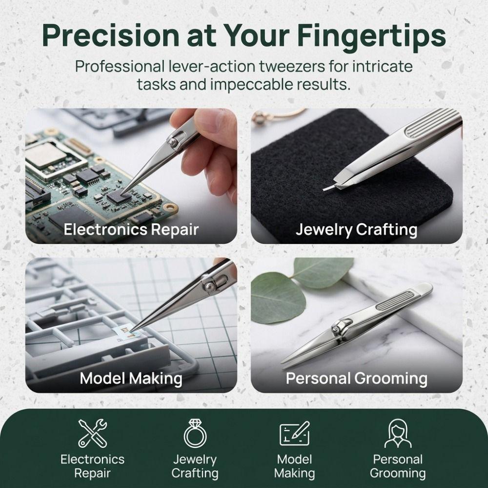 1/2Pcs V/Wide Mouth Lever-Action Eyebrow Tweezers Slanted Eye Brow Clips Facial Hair Removal