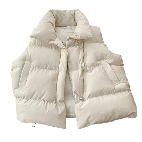 Женский пуховый жилет, легкая куртка без рукавов на молнии, теплая стеганая куртка на осень и зиму, повседневная верхняя одежда с карманами
