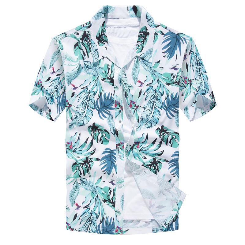 Men's Summer Shirt, Men's Hong Kong Style Short Sleeve Shirt, Beach Stretch Top, Casual Loose Shirt
