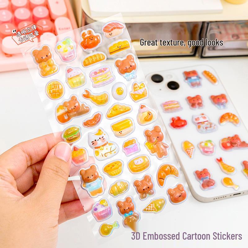 3D Laser Embossed Cartoon PVC Stickers: Waterproof Decor for DIY, Journals, Phone Cases
