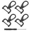 9mm X 25mm Screw-On D-Ring Square Keychains with Rotating Hooks, Detachable Snap Hooks for Crafts, 4 Pieces, Black