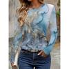 Women's T-shirt 3D Retro Marble Print Fashion Long Sleeve Round Neck Regular Top Holiday Weekend Spring Autumn