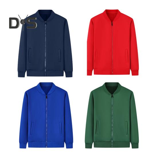 Unisex Coat Stand Collar Zip-up Carrdiagn Long Sleeves Elastic Cuff Hem Pure Color with Pocket Gym Enthusiasts Baseball Sport Jacket Daily Wear Work