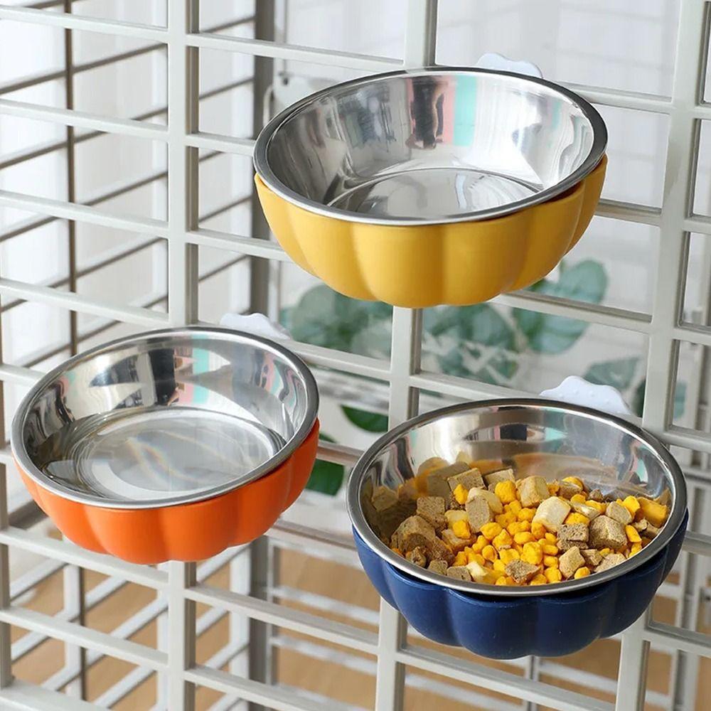 Stainless Steel Pet Cage Bowl Hanging Design Pet Food Basin Detachable Pet Feeding Bowl Cat Dog