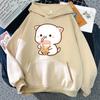 Women's Hoodie Peach And Rubber Cartoon Hoodies Girl Kawaii Cat Drink Milk Tea Sweatshirt Autumn Winter Pullover Hooded Unisex