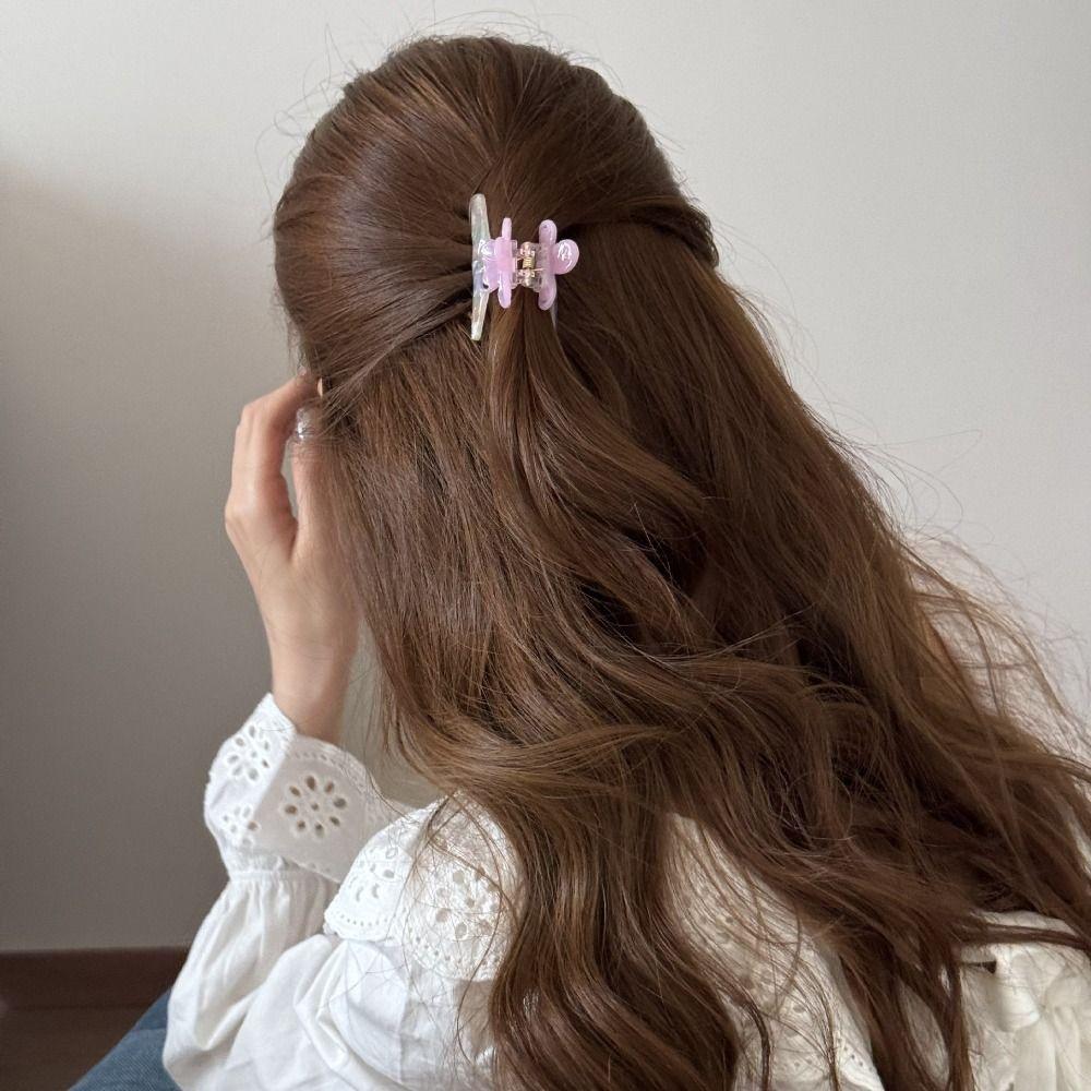 Colorful Flower Hair Clip Floral Design Small Grab Clip Acetic Acid Hair Claw Headwear