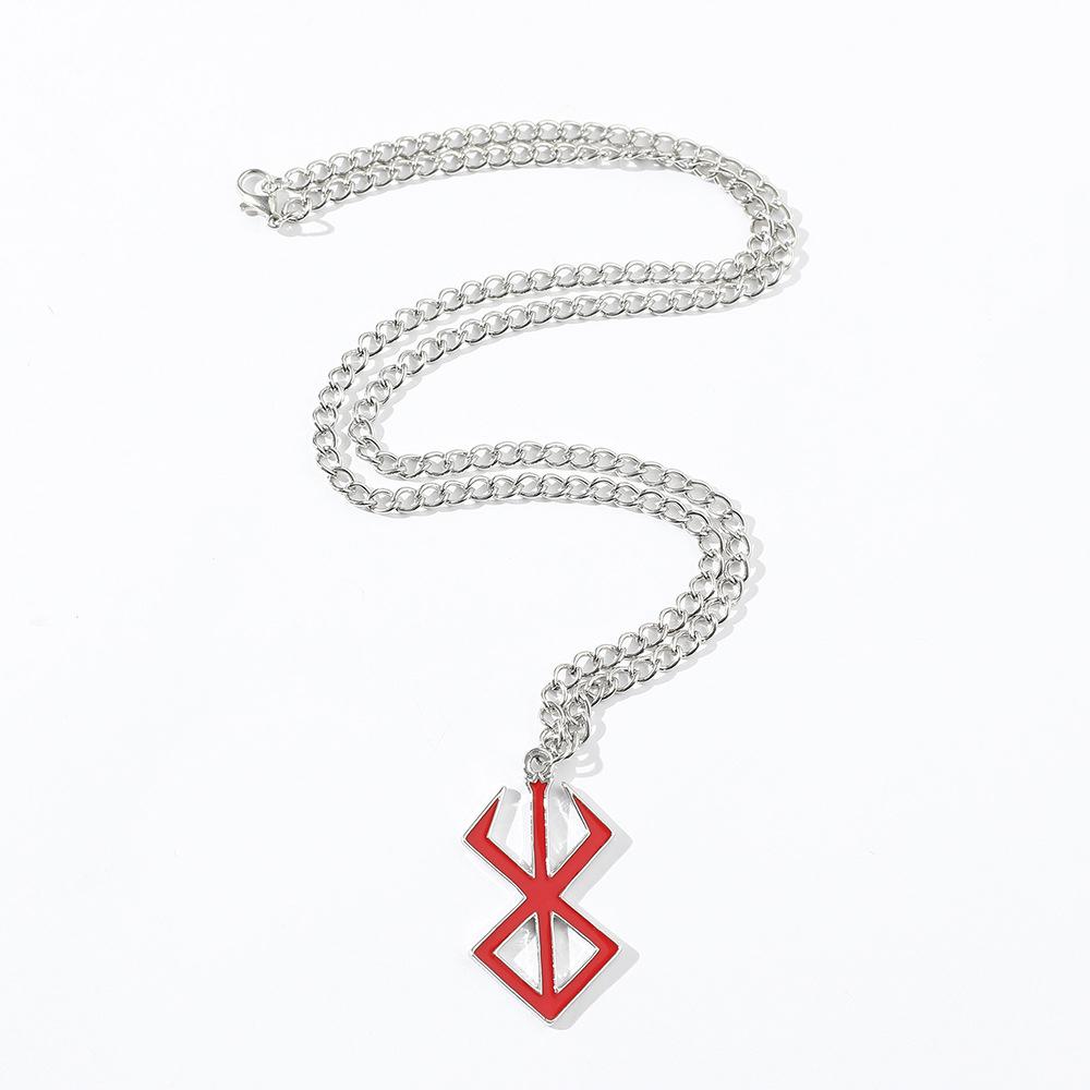 Creative Design Berserker Symbol Pendants Necklaces for Men Women Cartoon Mad Warrior Lightning Choker Key Chain Jewelry Gift