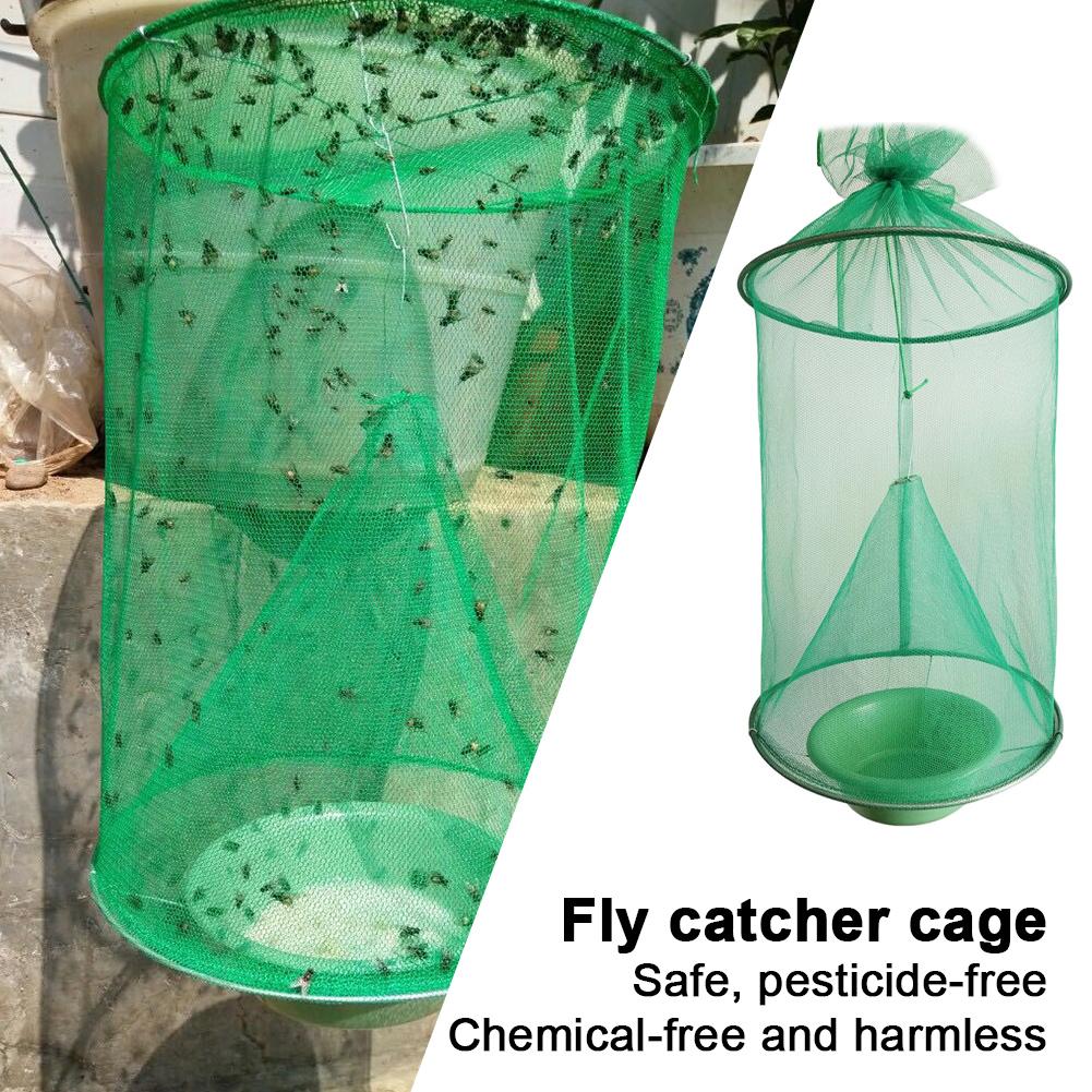 Hanging Fly Killer Net Trap Reusable Folding Flies Catcher Cage Practical Flies Net Traps Pest Control Tool for Household Garden