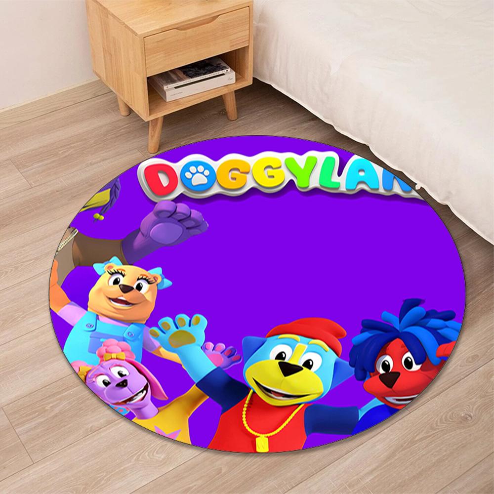 Doggyland Printed Round Rug Carpet Chair Rug Area Rug Entryway Doormats,for Office Chair Living Room Bedroom Kitchen Room.
