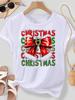 (Азиатский размер) счастливого Рождества новый год бант тренд 90-е Женский топ футболка фестиваль круглый вырез Одежда Принт Мода женские Графические футболки