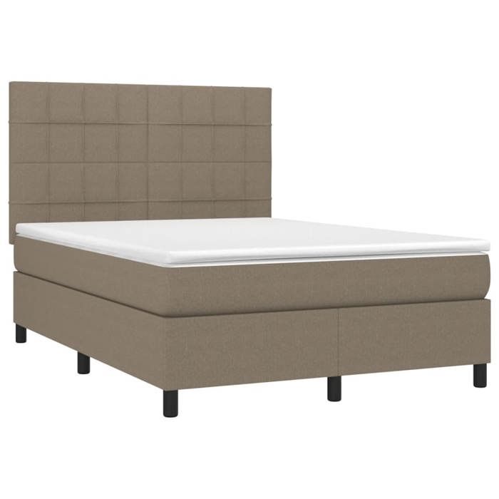 Maison Exclusive - Sommier à lattes de lit avec matelas Taupe 140x190 cm Tissu
