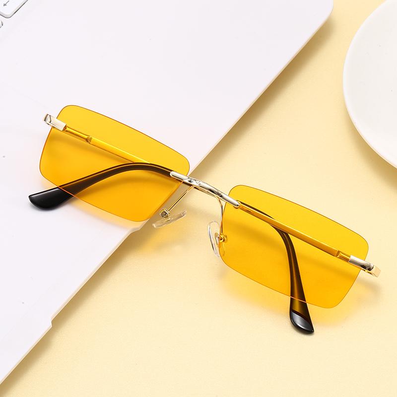 Superhot Eyewear 45700 Fashion 2020 Retro Vintage Spring Hinges Sun Glasses Small Rimless Rectangular Sunglasses