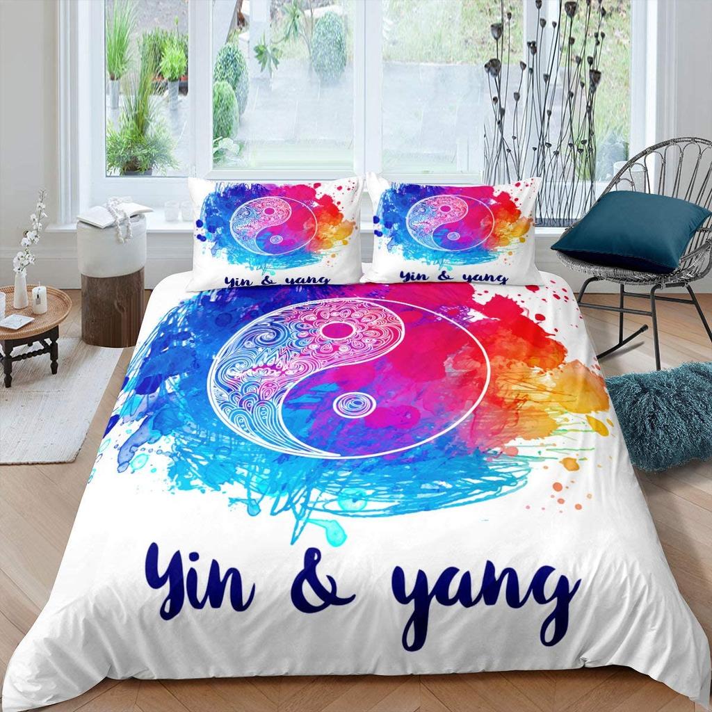 Black And White Duvet Cover Set Bohemian Mandala Bedding Set For Kids Child Yin And Yang Polyester Comforter Cover King Size
