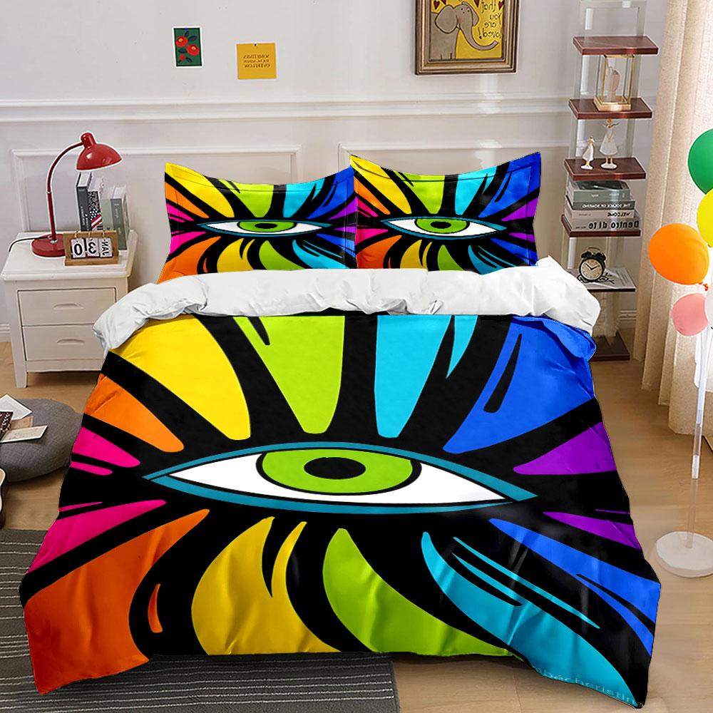 Abstract colorful eye design. Bedding sets Duvet cover sets Duvet covers Pillowcases(1*Duvet Cover 2*Pillowcases without duvet insert)