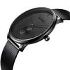 BUREI Men's Black Watch, Simple, Stylish, Popular, Waterproof, Men's Watch (Black-Black-Black Hands, Stainless Steel)