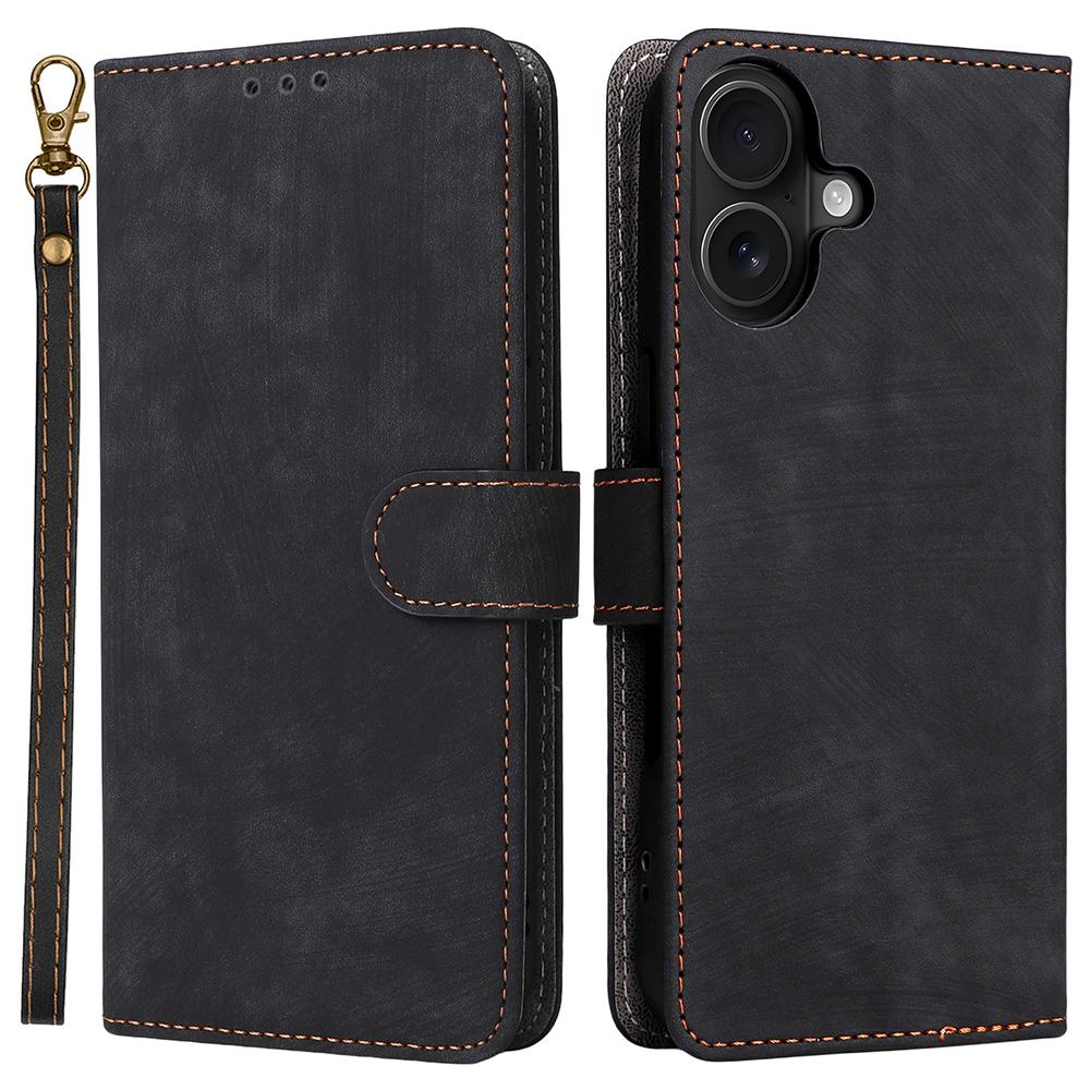 For iPhone 17 Case Wallet RFID Blocking PU Leather Phone Cover Stand with Strap