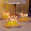 Multicolor Tulip Night Light Glass Plastic Luminous Table Lamp  Valentine's Day Gift