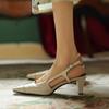 Мода 2024 Новый Модный Бренд Женские Туфли на Высоком Каблуке Лодочки Слингбэки Летние Сандалии Обувь из Натуральной Кожи Женская Вечерняя Свадебная Обувь Туфли