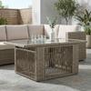 Garden Table Gray 100 x 55 x 37 cm PE Rattan and Glass