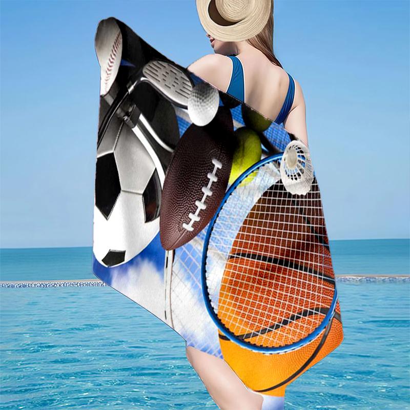 Sports Equipment Collection Beach Towel, Super Soft Microfiber, Gift for Her/Him, Birthday, for Pool, Beach, Travel, Home Decor Fan gifts