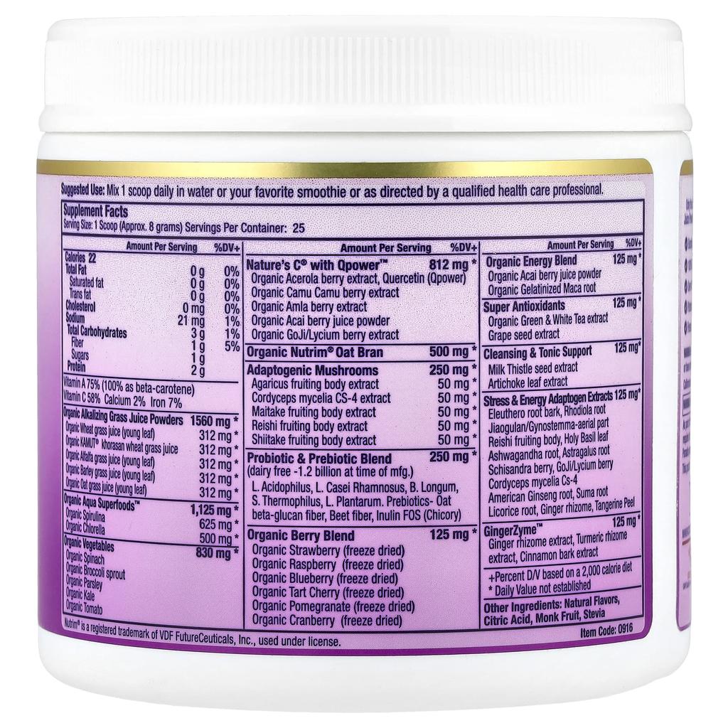 Paradise Herbs ORAC Energy® Greens, Berries, 200g (7.05oz)