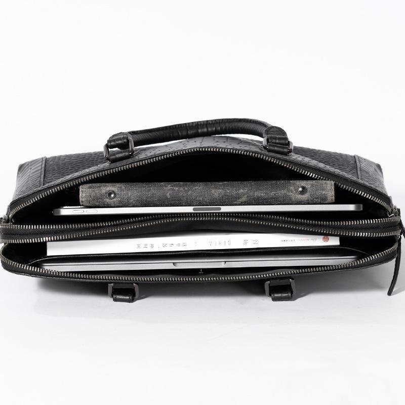 Мужской портфель из натуральной кожи с тиснением под аллигатора, мужская сумка с двойной молнией, деловая сумка для компьютера, офисная сумка через плечо