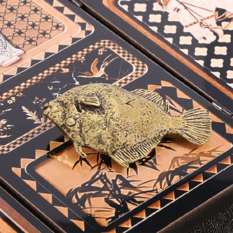 Металлическая миниатюрная фигурка осетра, антикварная скульптура животного, декоративное произведение искусства, украшение для полки, стола, для подарка