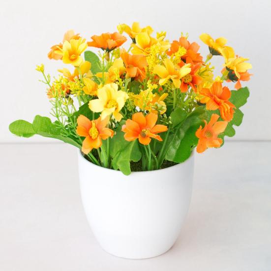 Имитация бонсай астры офисный декор для рабочего стола пластиковый красочный свежий искусственный цветок в горшке для вечеринок