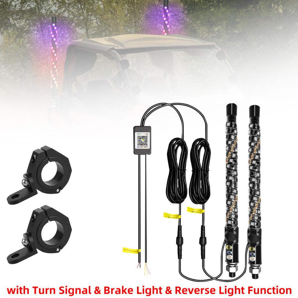 1FT LED Whip Lights,Remote Control Flagpole Antenna Whips,for UTV, ATV, Off Road, Truck, Sand, Buggy Dune, RZR