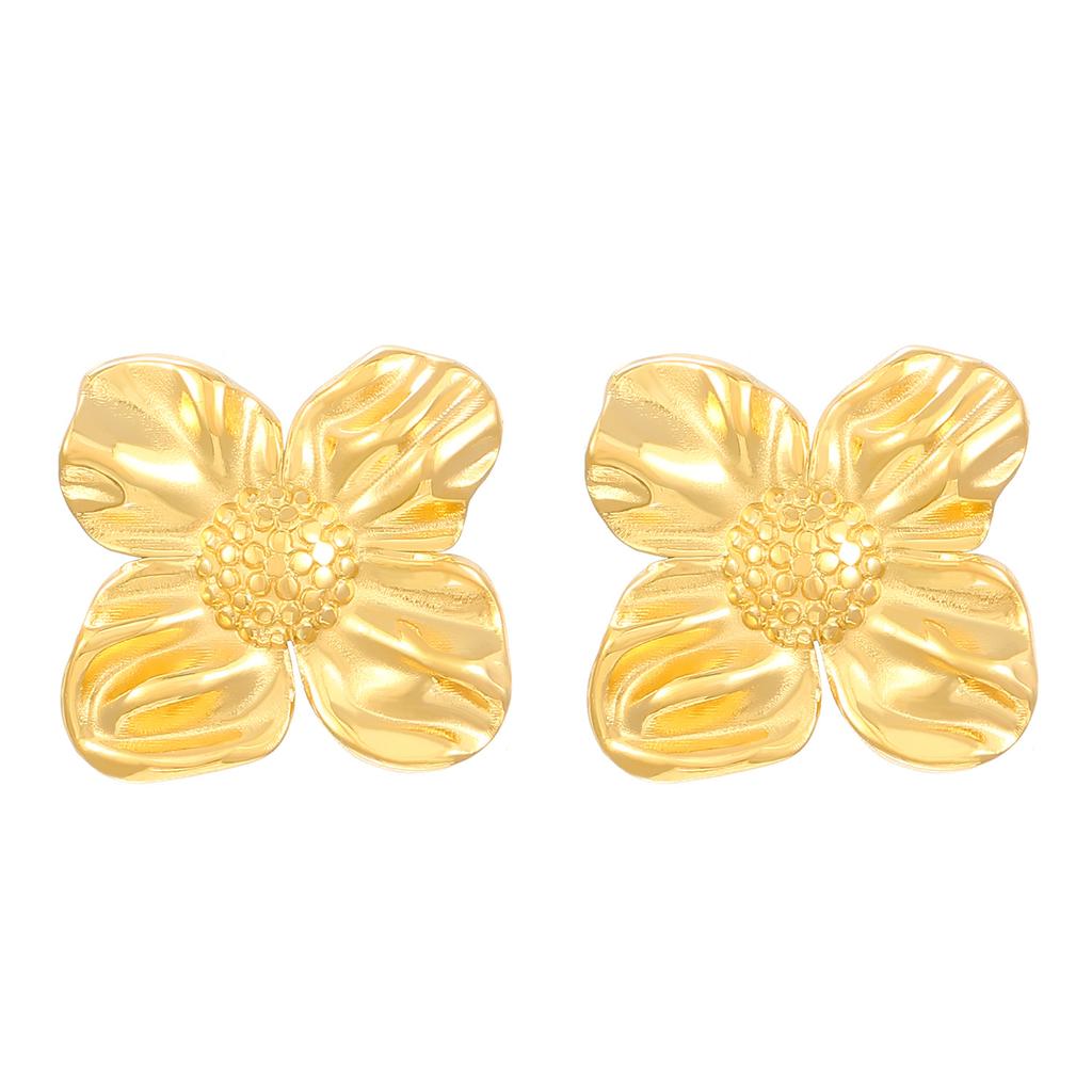 High-end Metal Flower Cold Wind Pearl Pendant Earrings Women's Niche Design Temperament Stud Earrings Wholesale