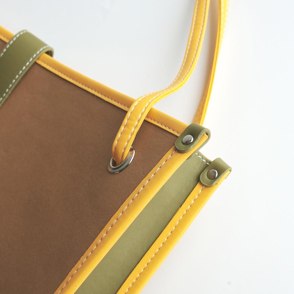 Сумка-тоут 2025 года с цветовыми блоками - Большая вместимость, Легкая сумка на плечо из крафт-бумаги для весны/лета, Женская повседневная сумка для поездок на работу