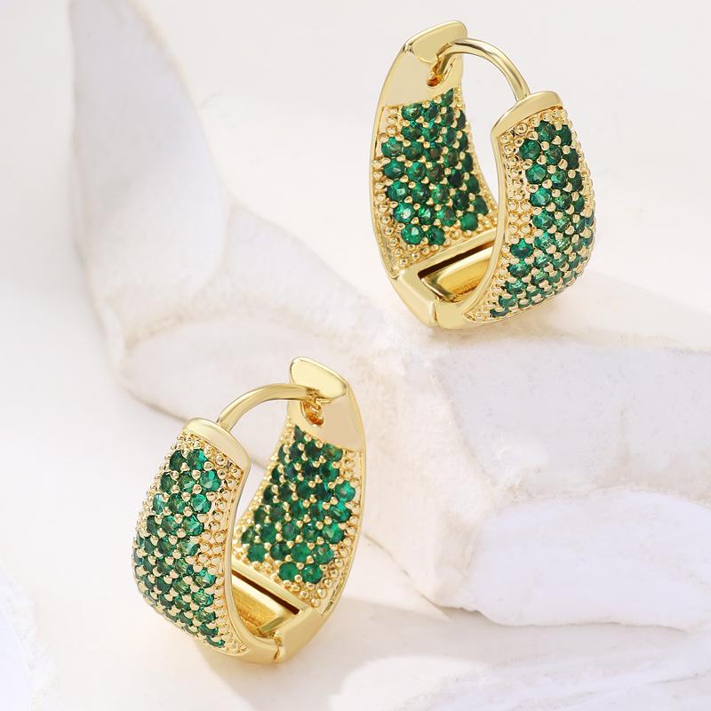 Цветные циркониевые геометрические серьги-каффы в виде треугольников - Легкая роскошь, Изысканная модная бижутерия