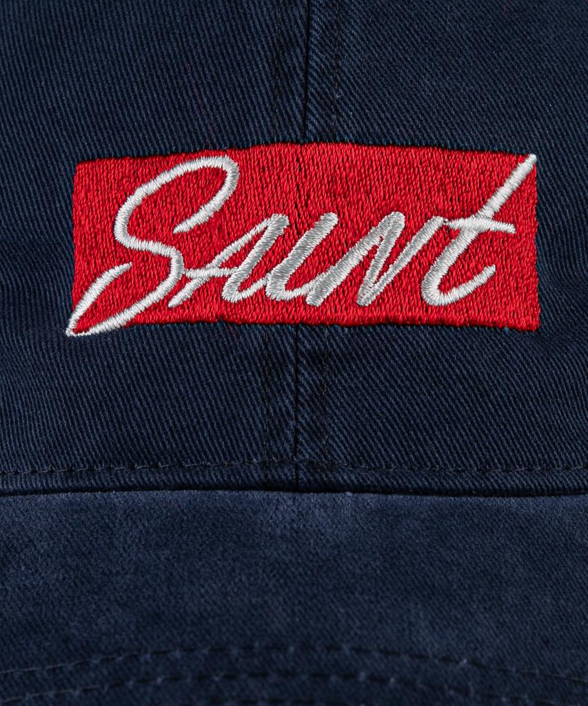 Кепка-бейсболка Wig Saint с логотипом Box Logo, вымытая катионовым способом - Темно-синяя