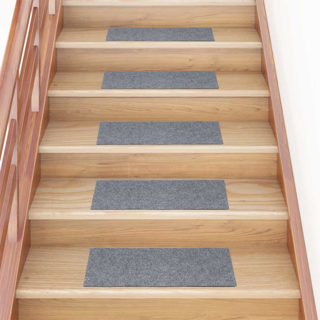 Self Adhesive Stair Treads 15 pcs 60 x 25 cm Light Grey Rectangular