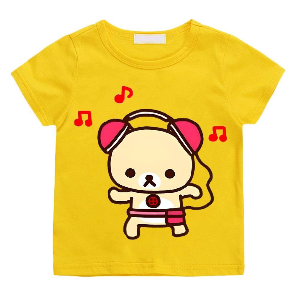 Мультяшная футболка Rilakkuma для мальчиков и девочек, детская одежда, хип-хоп топы с коротким рукавом, спортивная мода, уличная одежда, футболки с мангой/комиксами