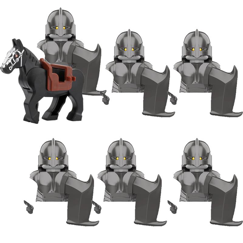 MOC Medieval Military Building Blocks Elven Warrior Orc Rohan Gondor Knight Character Set Animal Army Weapon Bow Crossbow Toy