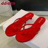 Модные красные модные женские шлепанцы-сандалии с круглым носком и низким каблуком Летние пляжные шлепанцы Женские шлепанцы на каблуке Женские шлепанцы