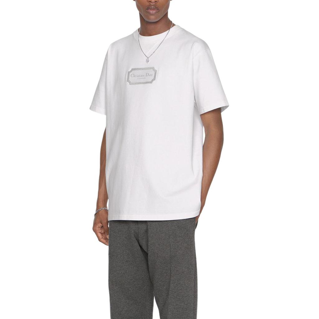 DIOR T-Shirts Men's White Crew Neck Moderate 343J696C0554-C088