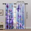 2pc    Window Curtains butterfly pattern Versatile Polyester  Without Electricity Versatile Use for College dormitory decoration