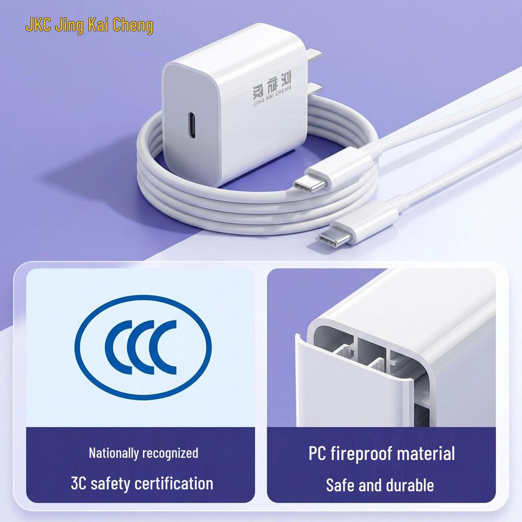 Jingkai Cheng 1м Комплект для быстрой зарядки с двумя USB-C 20 Вт PD Чистая медь для Apple, Huawei, Xiaomi, Планшетов