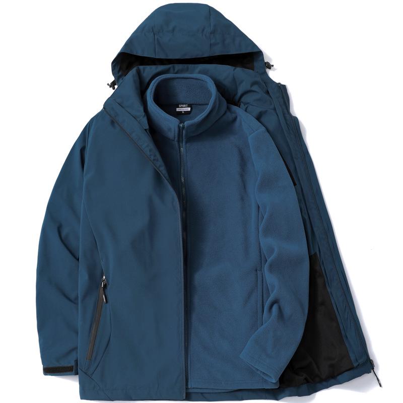 Couples' 3-in-1 Detachable Coat: Fleece-Lined, Windproof, Waterproof for Autumn/Winter Outdoor Adventures