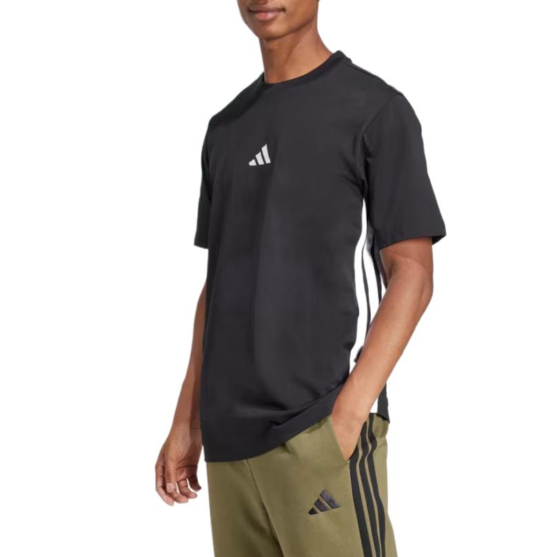 adidas Базовая полосатая удобная дышащая приятная к телу мягкая футболка с коротким рукавом мужские топы черная JD1906