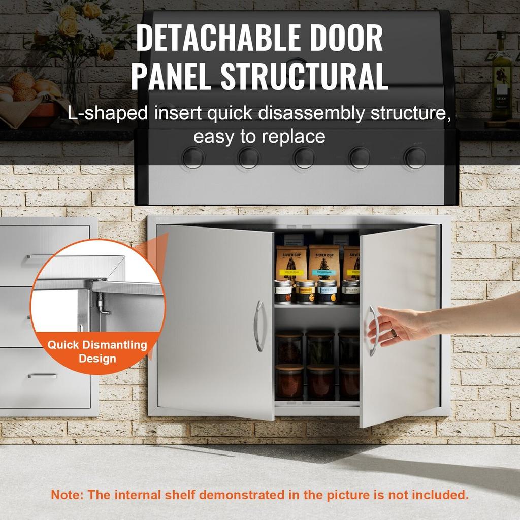 990x660 mm BBQ Island Access Door Outdoor Kitchen Door Stainless Steel