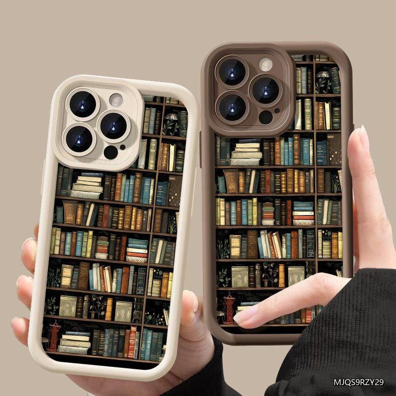 Книжная полка Книга Дизайн Узор Мягкий Чехол Для Телефона Для iPhone 17 16 15 14 13 12 11 Pro Max XS XR X 7 8 Plus 16E 17 Air 13 Mini Чехол