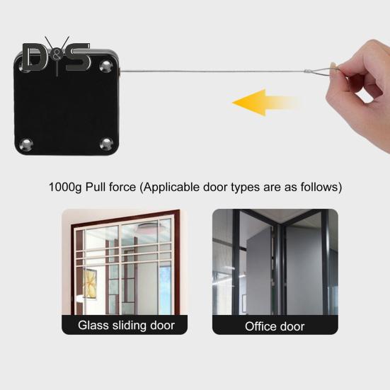 Автоматический дверной доводчик с 1,2-метровой стальной проволокой, регулируемый без пробивки, настенный, для спальни, ванной комнаты, занавески для душа, раздвижной экран, открыватель двери, закрывающее устройство